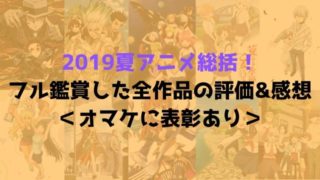 2019夏アニメ 総括 フル鑑賞 全作品 評価 感想 オマケ 表彰